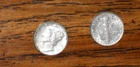 1943  SILVER MERCURY DIME - GRADES "ABOUT UNCIRCULATED"