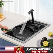 Single Bowl Kitchen Bar Sink Hidden Drop-in Kitchen Sink with Folding Faucet