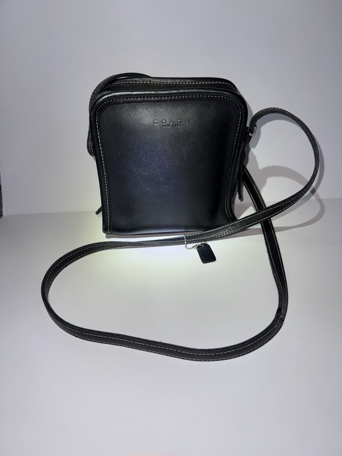 Vintage COACH Bellini Leather Crossbody Black, #9139, 6.5”x6”
