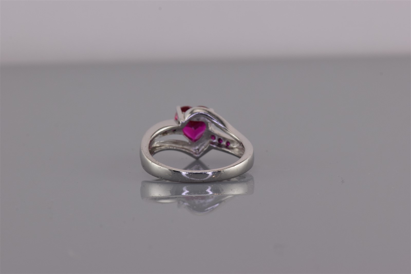 Sterling Silver Red Ruby Heart Crossover Accented… - image 4