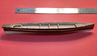 CIRCA 1840’S HAND CRAFTED 13 INCH WOOD MODEL OF NEW ENGLAND WHALING BOAT