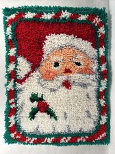 Vintage Christmas Santa Latch Hook Rug Wall Decor Acrylic 17.5 X 23.5"