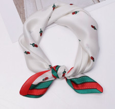 100 Silk 20 small Square Scarf Women neckerchief Wrap floral red white soft