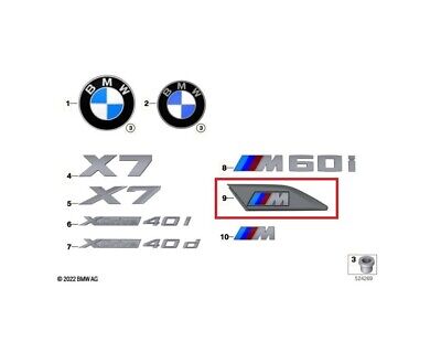 BMW Genuine G07 X7 LCI M60i M Side FENDER EMBLEM SET Gloss Black Left +  Right