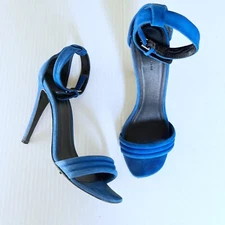 Celine Royal Blue Suede Ankle Strap High Heel Sandal Size 37