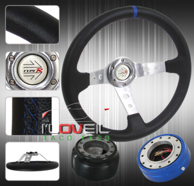 350mm Detachable Steering Wheel - Thin Quick Release + Hub Adapter + Type-R Horn