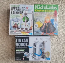 Lot of 3 4M Green Science Kits Tin Can Robot, Weather Science, Kitchen Science