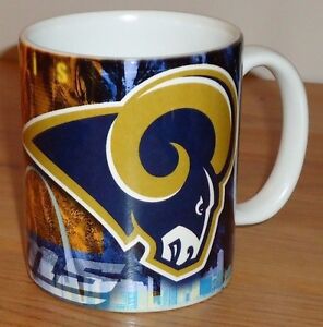 NFL ST. LOUIS RAMS white ceramic coffee MUG 10 oz.NEW! (Ram&#39;s Head) | eBay