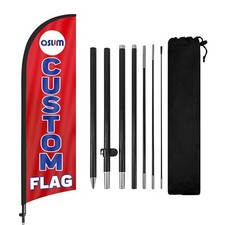 Custom Flag Pole Kit , 8.2FT Custom Feather Flag Business Advertising Sign