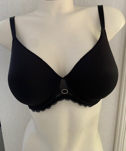 Chantelle Parisian Allure UK 30F Wired Spacer Full Cup Smooth Tshirt Black Bra - Picture 2 of 9