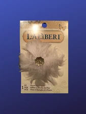 EK SUCCESS LALIBERI Clip/Pin for Hair/Shoe/Purse/Lapel/Hat, WHITE FEATHER, NWT