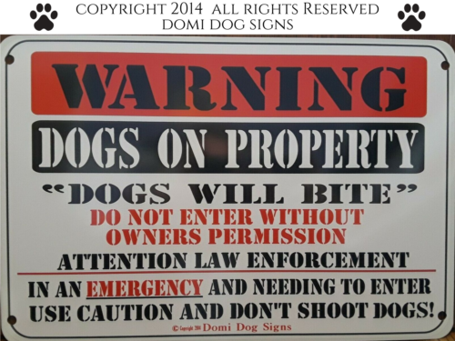 Metal Warning Dogs Sign For FENCE ,Beware Of Dog 8"x12" guard dogs dog will bite - Picture 1 of 1