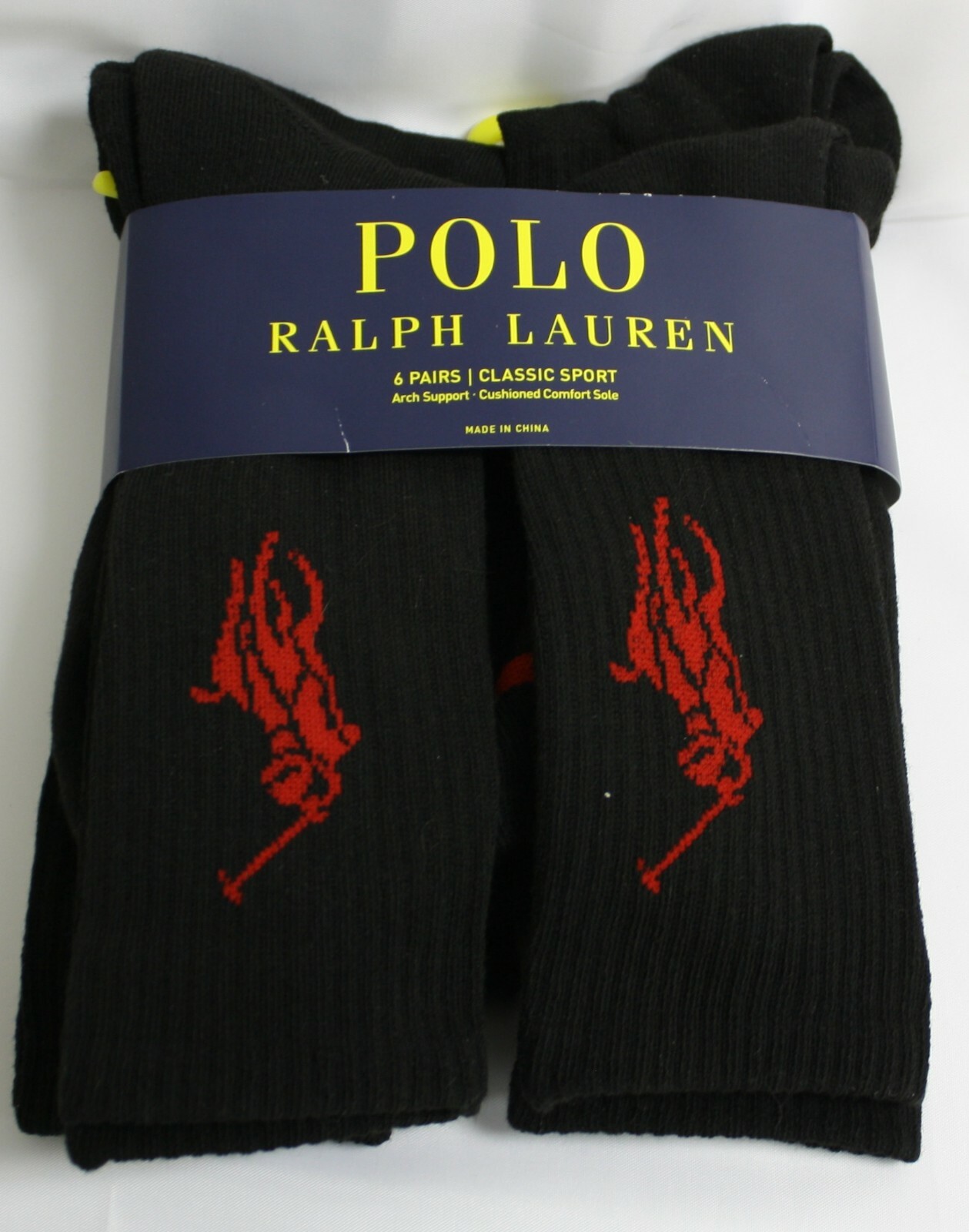 Calze Polo Ralph Lauren nere logo pony tinta unita paia pk rosso