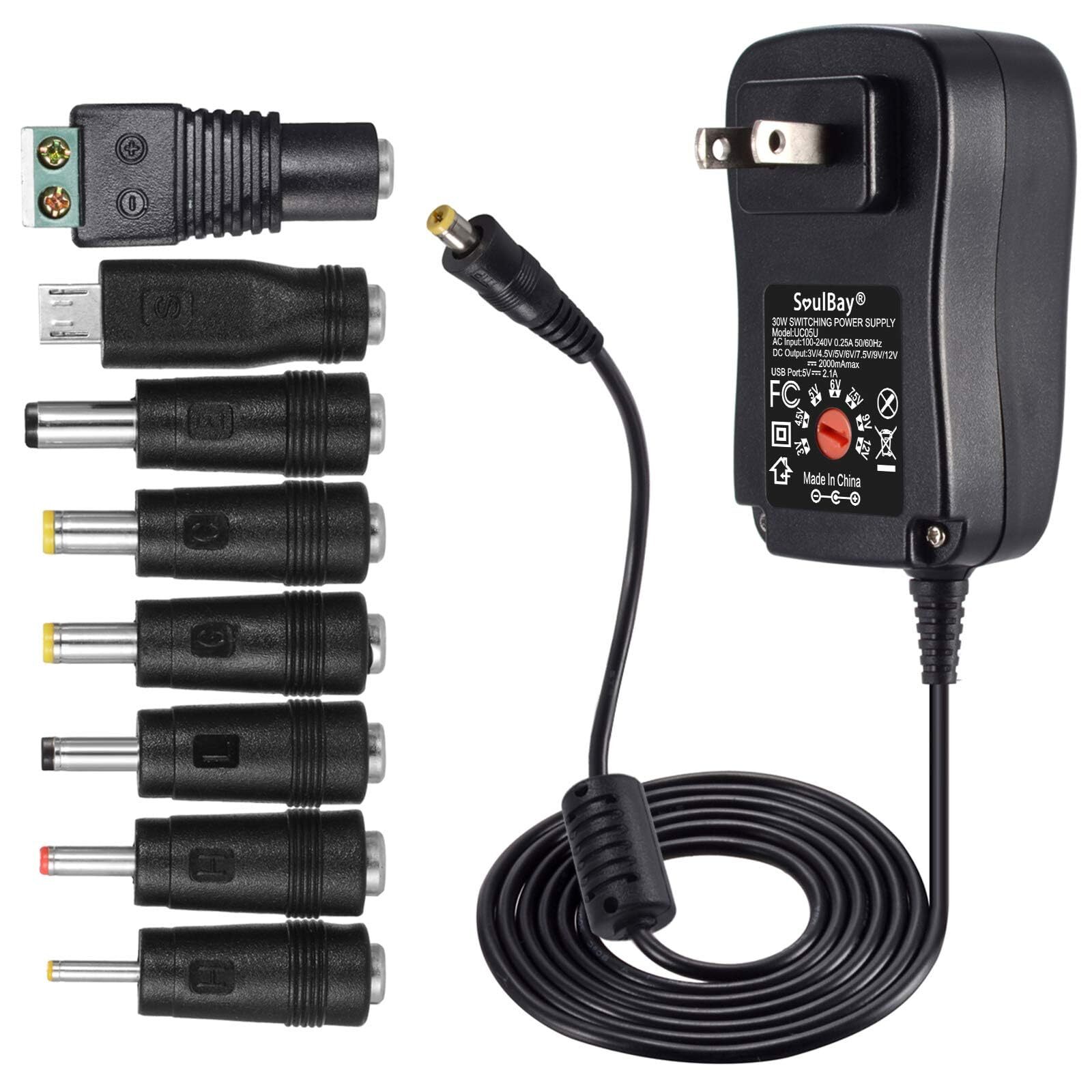 SoulBay 12V Power Supply Universal AC DC Adapter Charger with Adjustable Outp...