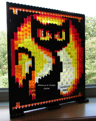 Lego Black Cat Mosaic Halloween Stained Glass Style - Custom Kit