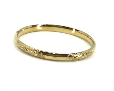 14 Karat Gelbgold Diamantschliff Muster Kinder Armreif Armband