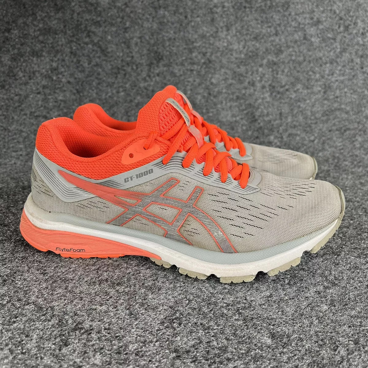 Asics Women s Size 7 GT 1000 7 Running Shoes Mid Grey Flash Coral