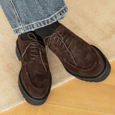 Japanese Mens Workwear Shoes Suede Casual Leather Outdoor Oxfords Lace Up Shoes