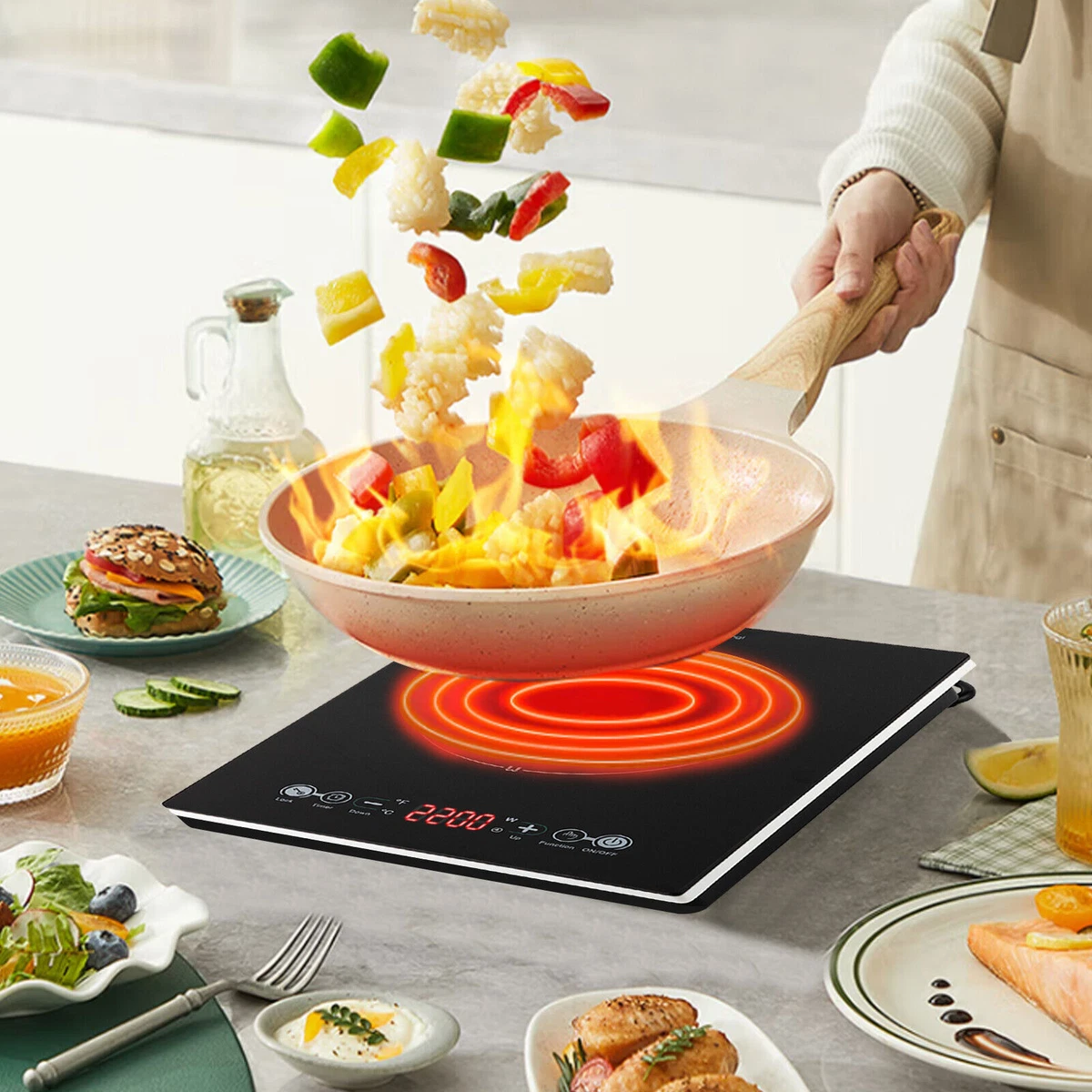 Portable Single Electric Burner Hot Plate Camping Stove Crystal Panel 1800W US