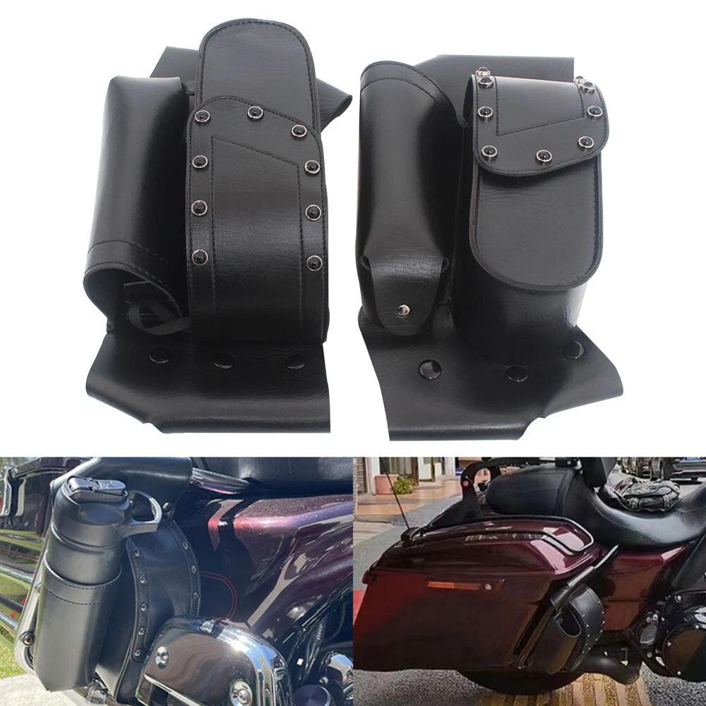 1 Pair Black Saddlebag Guard bag Water Bottle Holder For Harley