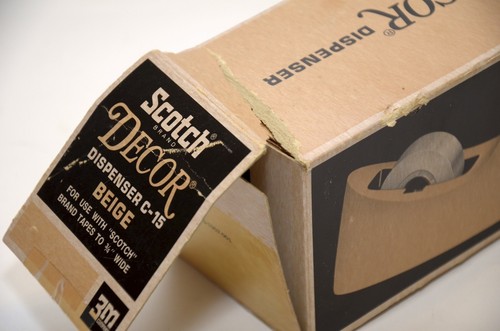 vintage 3m scotch brand c-15 tape dispenser beige mid century