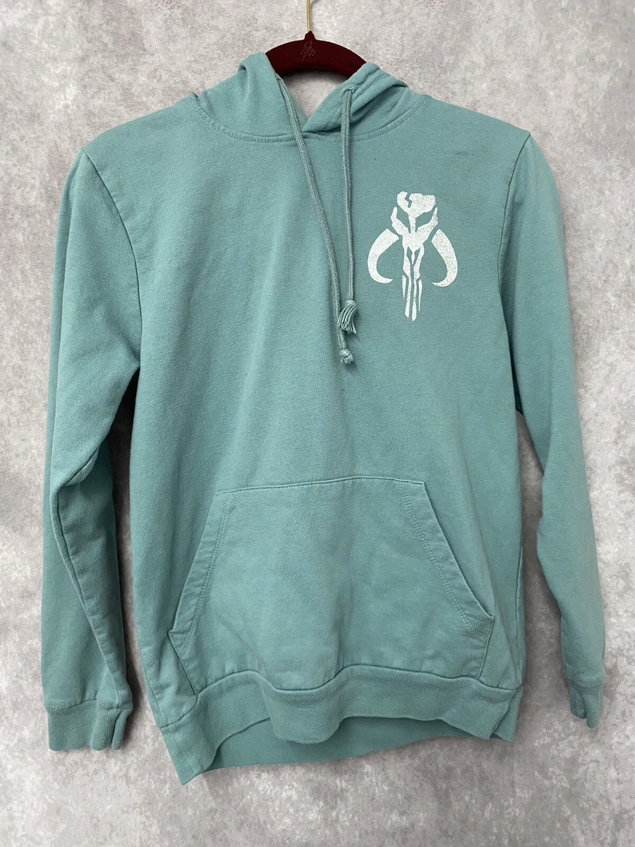 Women s Star Wars Mandalorian Bounty Hunter Blue Pullover Hoodie Sweatshirt Sz S