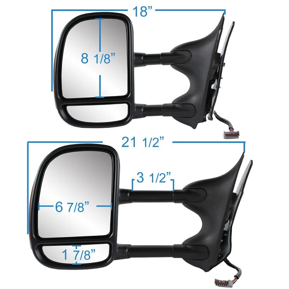 2001-2007 FORD F250 F350 F450 HEATED POWER SIGNAL TOW MIRROR DRIVER/ LEFT SIDE - Image 3 of 3