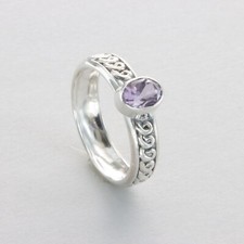 Natural Oval AMETHYST Swirl Band Ring Multiple Sizes 925 STERLING SILVER 33e