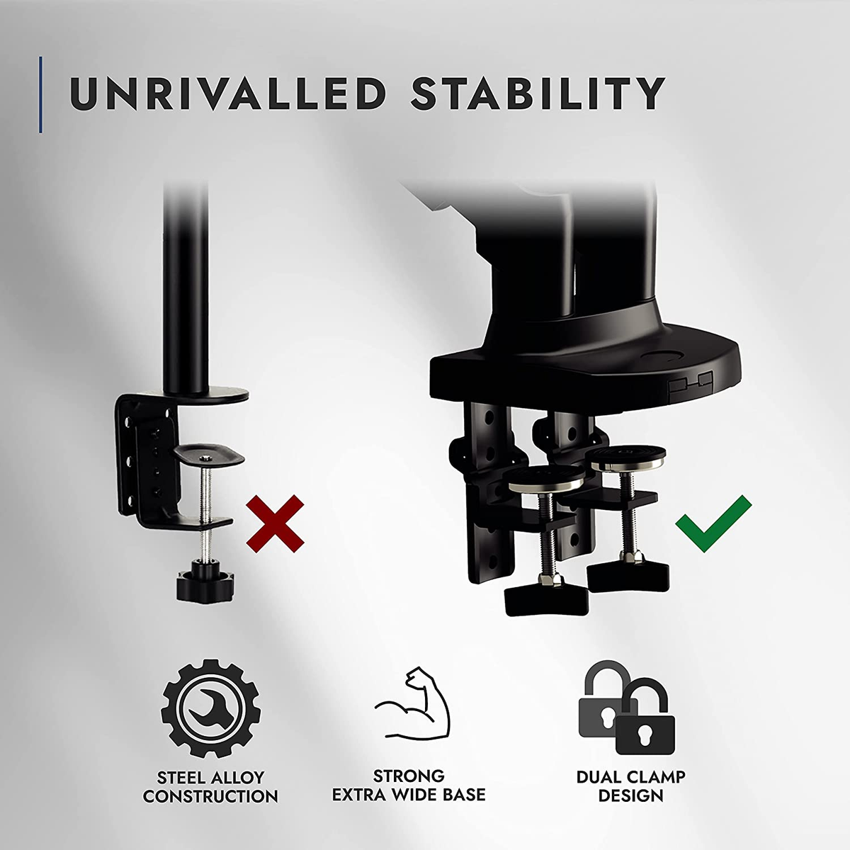 Braccio Doppio Monitor Invision MX400 - Regolabile, VESA 75/100mm, Per Schermi 19-32 Pollici - Foto 3