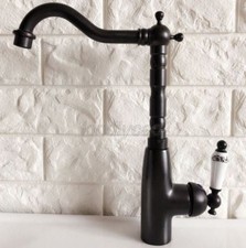Black Oil Rubbed Brass Bathroom Basin Faucet Swivel Spout Vessel Sink Mixer Taps