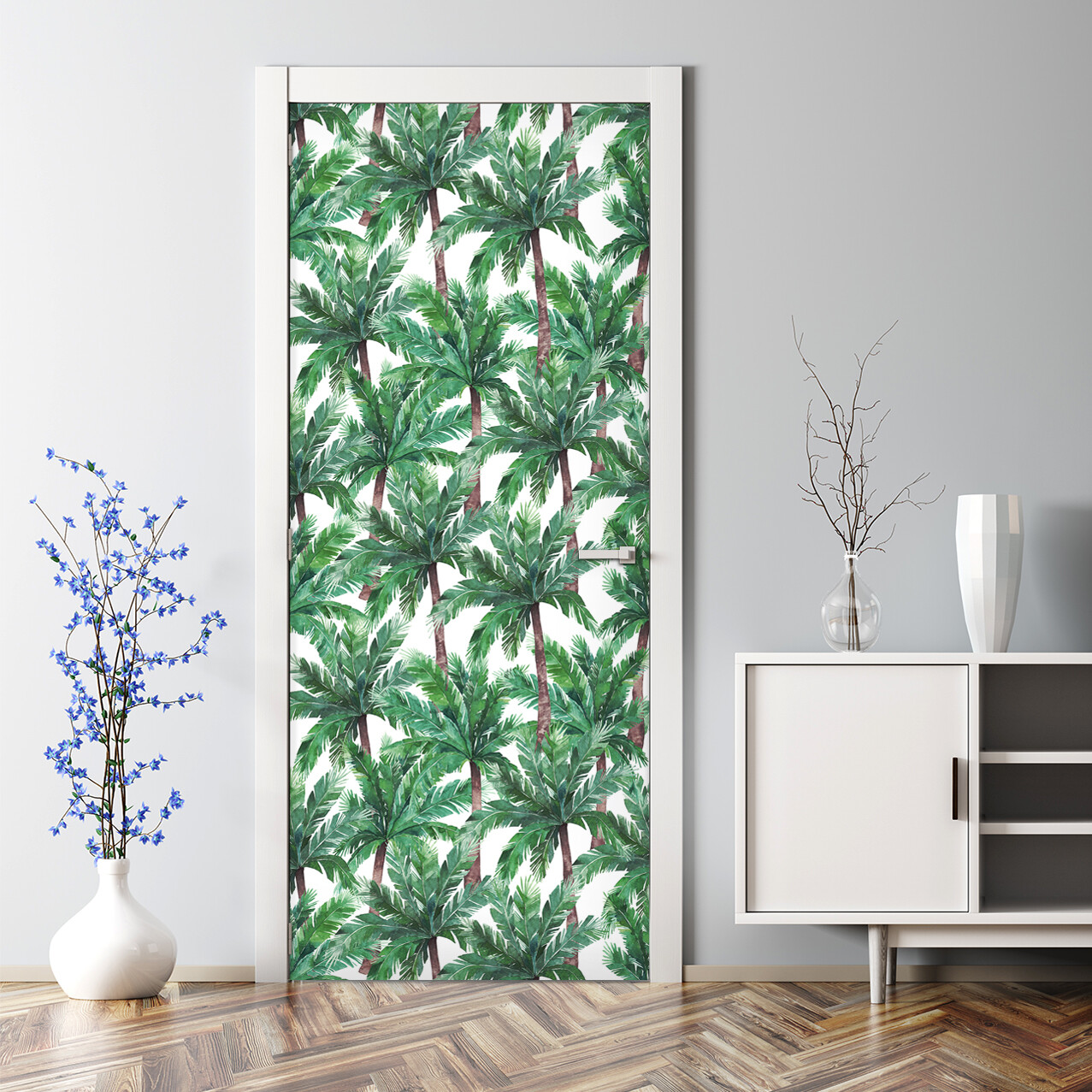 Palm Tree Removable Door Sticker Floral Self-Adhesive Peel & Stick Home Decor