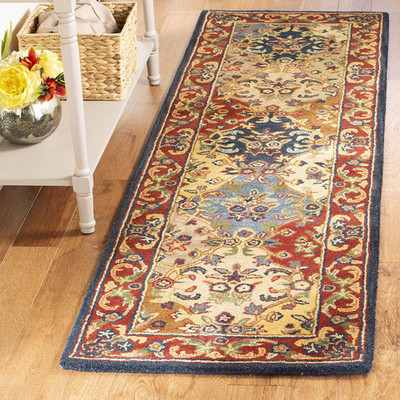 Handmade Heritage Runner Rug 2'3'' x 22' - Multi & Burgundy, Ideal for High Traff
