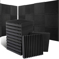 12 96Pcs Acoustic Wall Panels Studio Sound Noise Proofing Insulation Foam Black