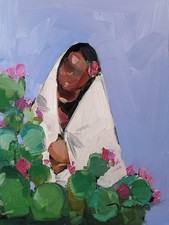 Person Woman Cactus Modern Canvas Art PRINT of Oil Painting Mexican Decor