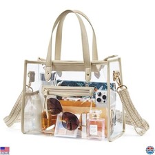 Missnine Women's Clear Stadium Tote Bag - Durable PVC, Guitar Strap, Transparent