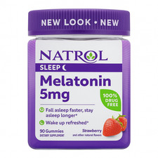 Natrol Melatonin 5mg 90 Gummies Strawberry Sleep Aid Exp 02/2026 New