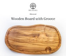 Olive Wood Cutting Board 16in Juice Groove Handcrafted Charcuterie Serving