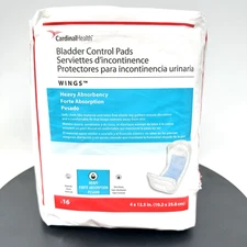 CARDINAL HEALTH BLADDER CONTROL PADS WITH WINGS 16 COUNT HEAVY ABSORBENCY