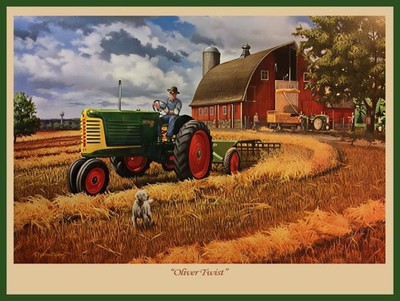 Oliver Row Crop 77 Tractor in Farm Scene NEW METAL SIGN: 9x12'' Free Ship