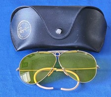 1960's 62MM B&L RAY BAN KALICHROME YELLOW CRYSTAL SHOOTING AVIATOR SUNGLASSES