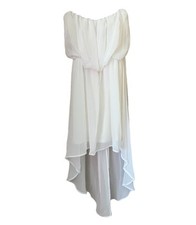 Strapless White Chiffon Hi-low Party Dress, Size S