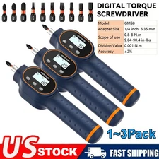 1~3X Digital Torque Screwdriver 7.08–70.8 in-lbs,1/4 Torque Wrench Magnetic Bits