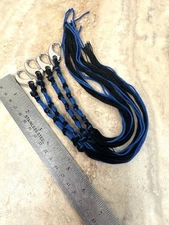 TZITZITS with clips, 4pcs Royal Blue And Black With Silver Color Clip Hebrew