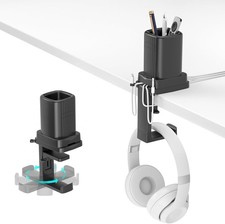 3 in 1 Desk Rotating Headphone Holder Hanger with Cord Organizer Clamp Pencils