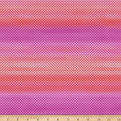 Mermaid In Blue Jeans Fish Scale Ombre Orange/Violet , Yard, 