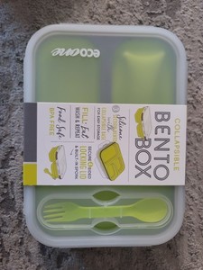 Eco One Durable and Reusable 3 Sections  Collapsible Bento Lunch Box Green