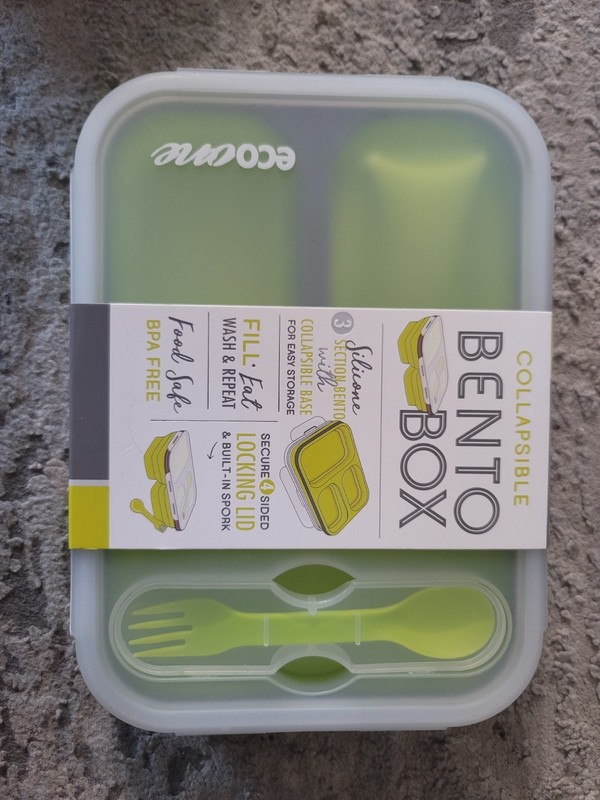 Eco One Durable and Reusable 3 Sections  Collapsible Bento Lunch Box Green