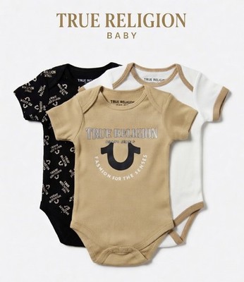 True Religion One Piece Baby Bodysuit 3 Pack Set - 12 Months Old