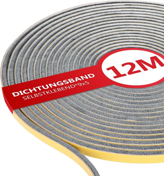 BüRstendichtung Selbstklebend 9Mm X 5Mm Grau FüR Rolladen SchiebetüR-image