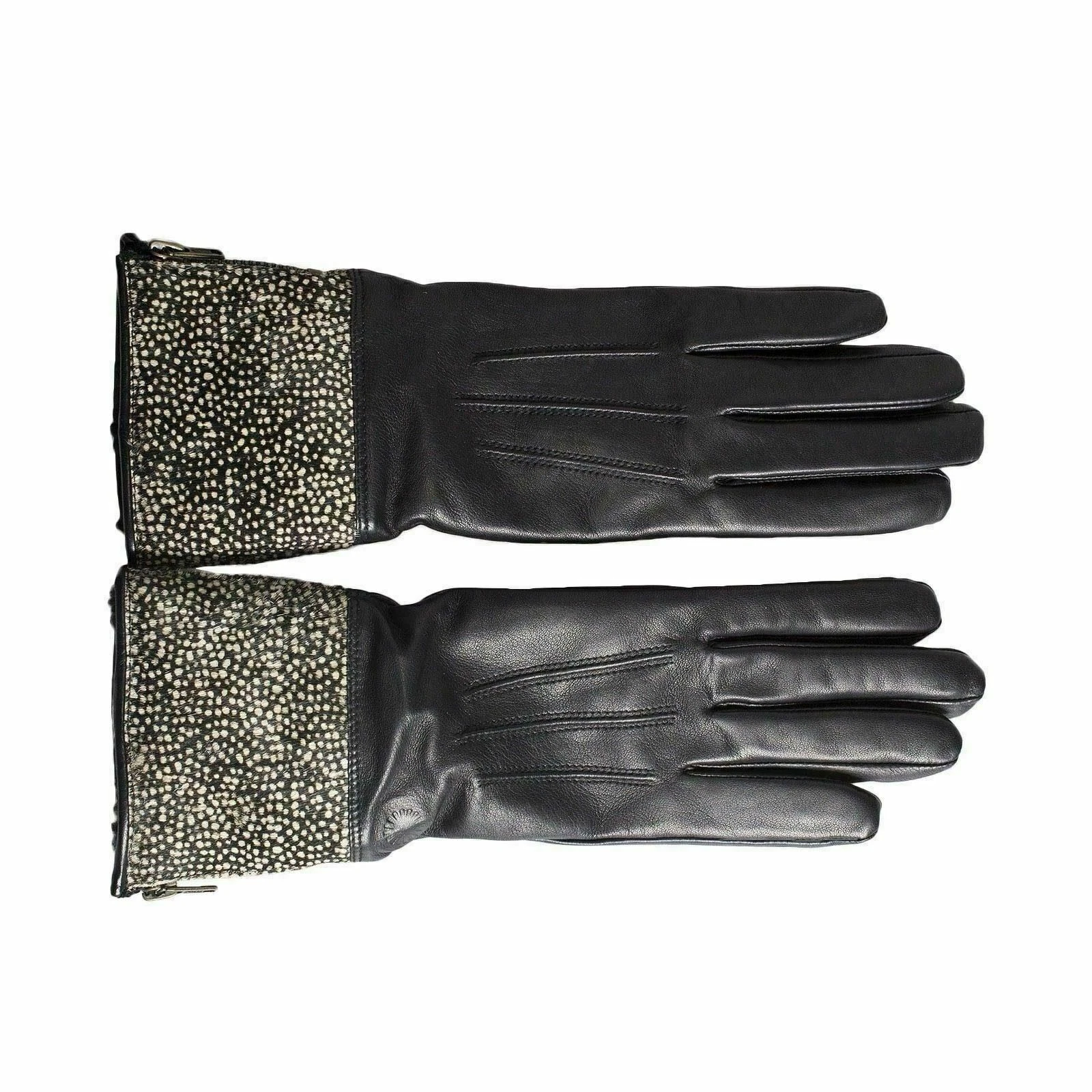 UGG ANIMAL PRINT SMART LEATHER BLACK GLOVE WOMEN'S GLOVES SIZE SMALL WITH TAGS